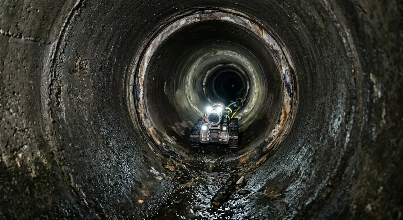 Robotic sewer camera inspecting pipe interior for Sewer Line Cleaning in Colorado Springs
